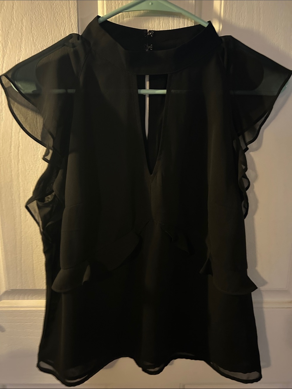 Express Black Ruffle Sleeve Blouse